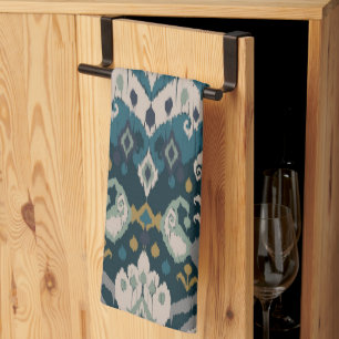 Motifs African boho paisley Floral Ikat pattern Tea Towel