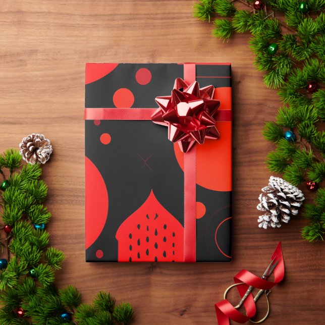 Motion graphics circle Red Geometric Pattern Wrapping Paper (Holiday Gift)
