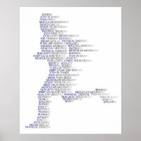 Motion of running man with speed in wordcloud.