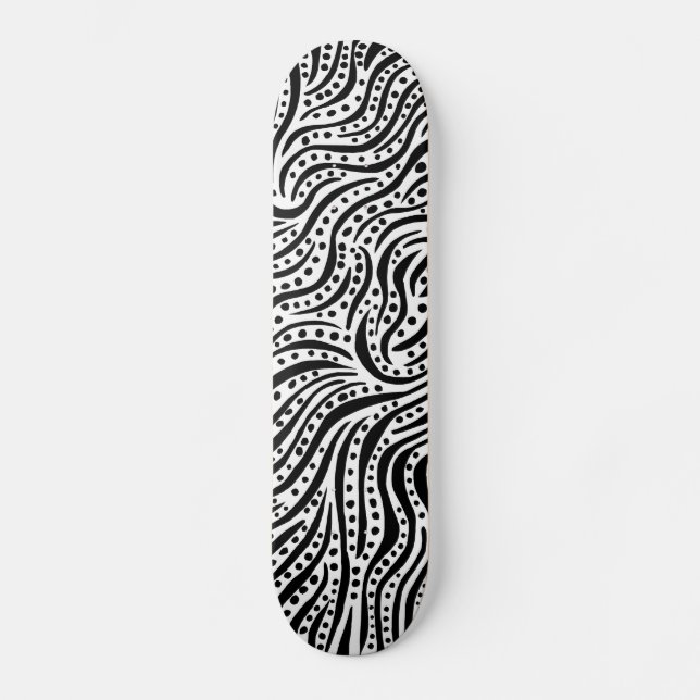 Motion on the Water - Black on White Skateboard (Front)