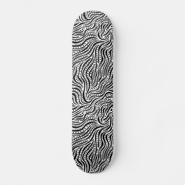 Motion on the Water v2 - Black on Wood Skateboard (Front)