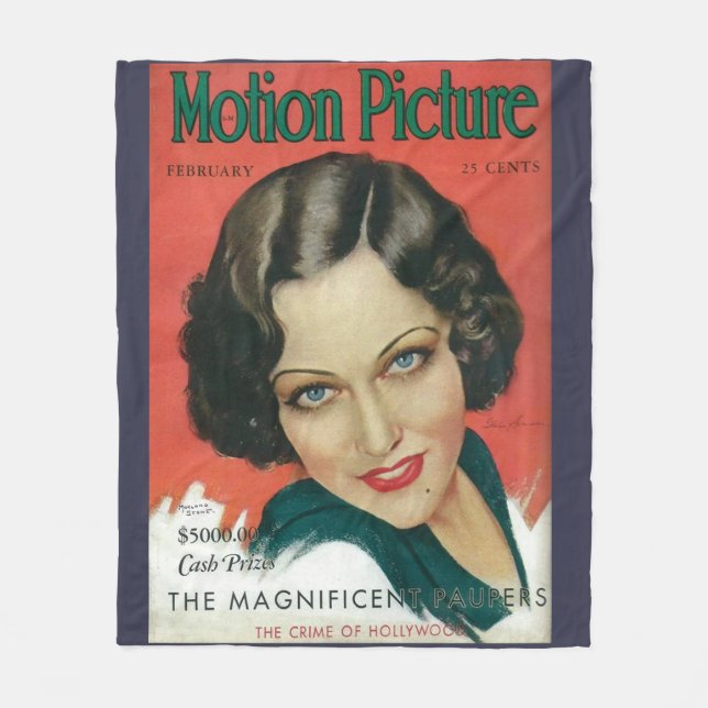 Motion Picture February 1931 Gloria Swanson cover Fleece Blanket (Front)