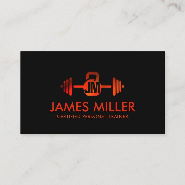 Motion Red Personal Trainer monogram Business Card (Front)