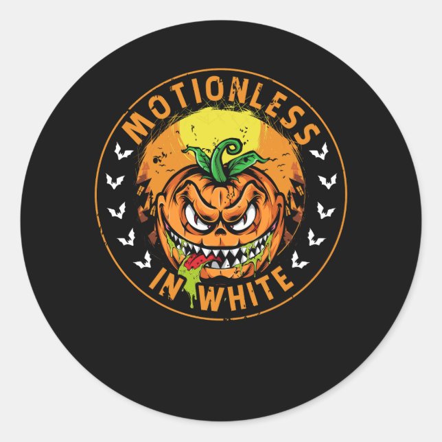 Motionlesses In White Pumpkin Jack O Lantern Scary Classic Round Sticker (Front)