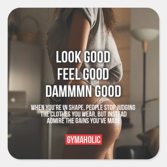 Motivaitonal Fitness Gym Square Sticker (Front)