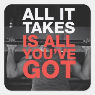 Motivaitonal Fitness Gym Square Sticker