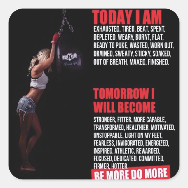 Motivaitonal Fitness Gym Square Sticker (Front)