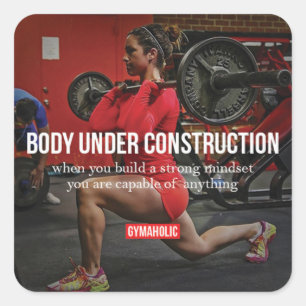 Motivaitonal Fitness Gym Square Sticker