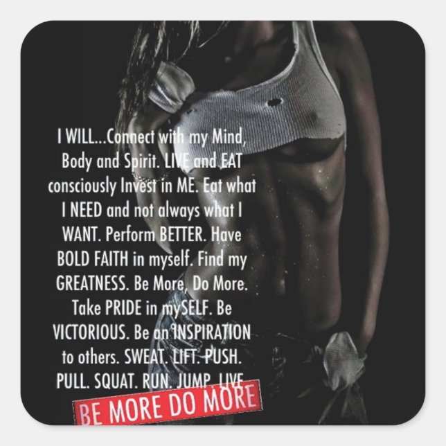 Motivaitonal Fitness Gym Square Sticker (Front)