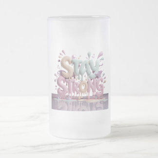 motivate stay strong frosted glass beer mug