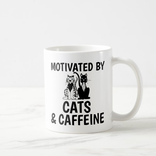MOTIVATED BY CATS AND CAFFEINE CAT COFFEE MUGS (Right)