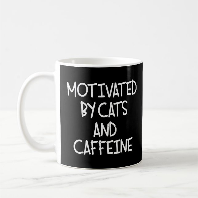 Motivated Cats And Caffeine Humour Kitten Coffee  Coffee Mug (Left)