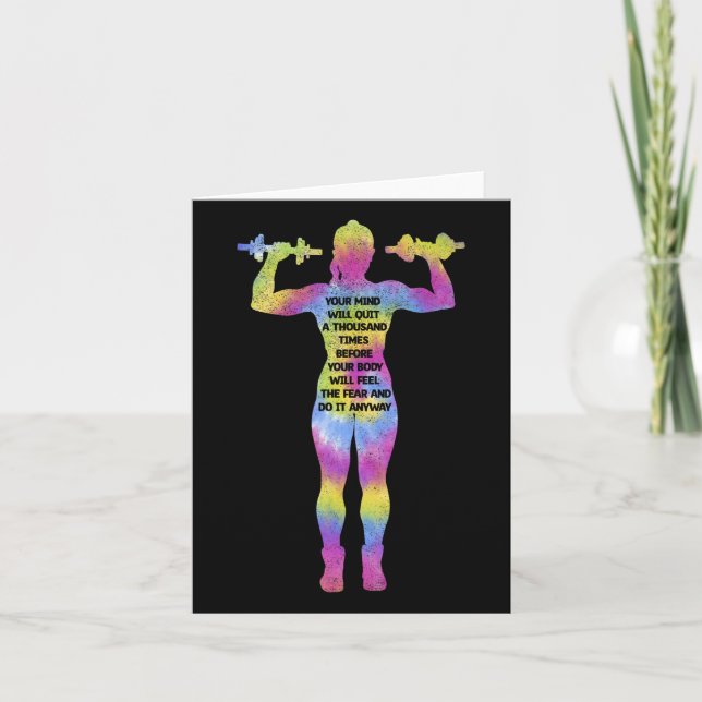 Motivating Fitness Woman Bodybuilding Gym Tie Dye  Card (Front)