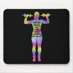 Motivating Fitness Woman Bodybuilding Gym Tie Dye  Mouse Mat