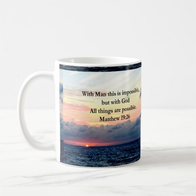 MOTIVATING SUNRISE MATTHEW 19:26 PHOTO DESIGN COFFEE MUG (Left)