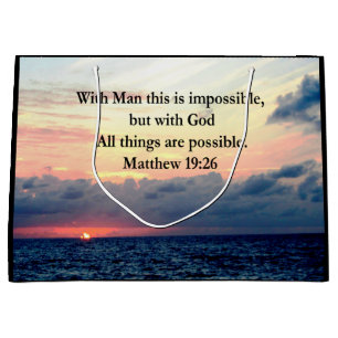 MOTIVATING SUNRISE MATTHEW 19:26 PHOTO DESIGN LARGE GIFT BAG