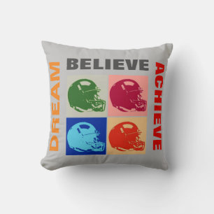 Motivation Dream Believe Achieve Football Cushion