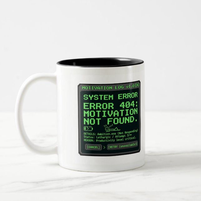 Motivation Not Found Retro Computer Mug (Left)