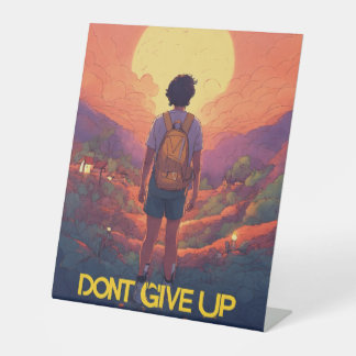 "Motivation on the Table: Don't Give Up" Pedestal Sign