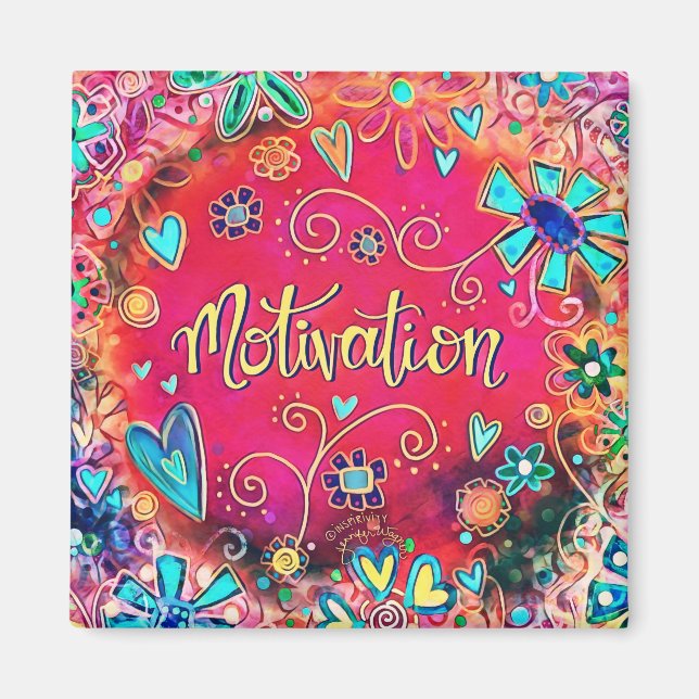 Motivation Pretty Pink Floral Modern Inspirivity Magnet (Front)