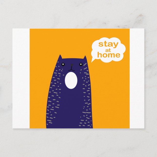 Motivation slogan Stay at home. Cartoon cat Postcard (Front)
