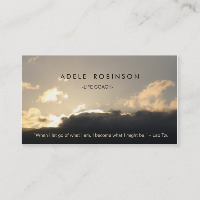 Motivation Speaker Life Coach Sunset Silver Lining Business Card (Front)