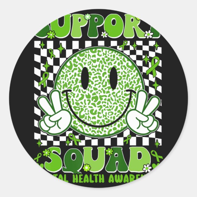 Motivation Support Squad Mental Health Awareness M Classic Round Sticker (Front)