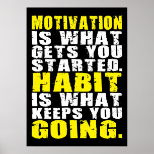 Motivation vs Habit - Motivational Words Poster