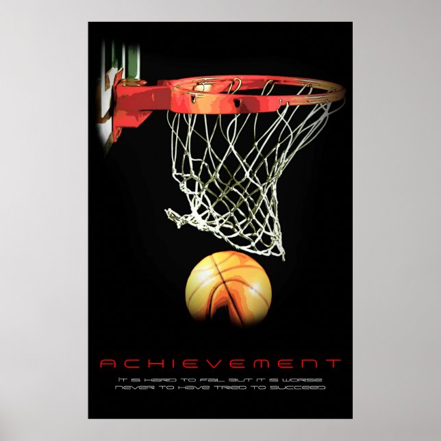 Motivational Achievement Basketball Sport Poster (Front)