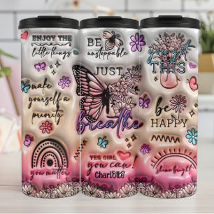 Motivational Affirmations: Glossy Self-Care Thermal Tumbler