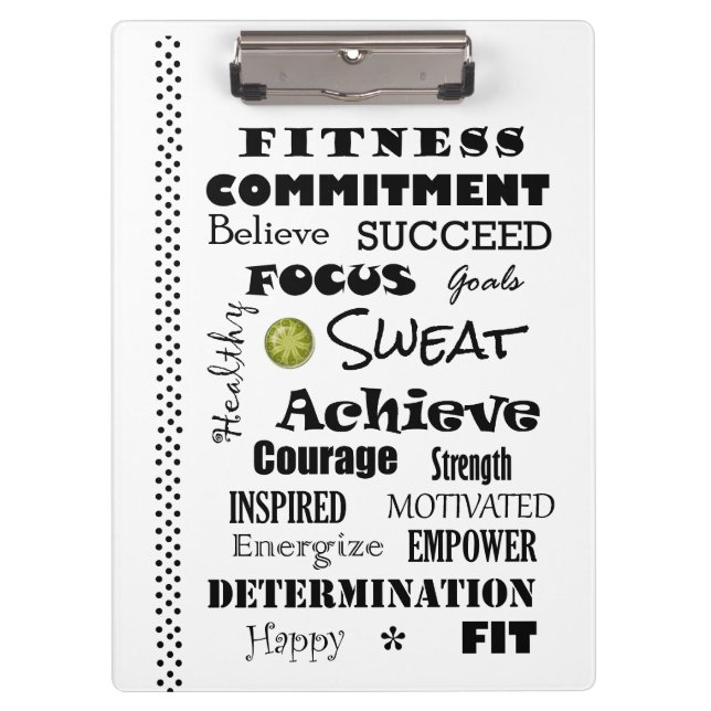 Motivational and Inspirational Fitness Typography Clipboard (Front)