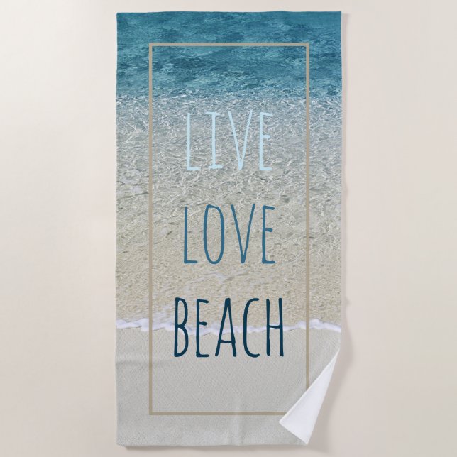 Motivational Aqua Turquoise Teal Blue Surf Waves Beach Towel (Front)