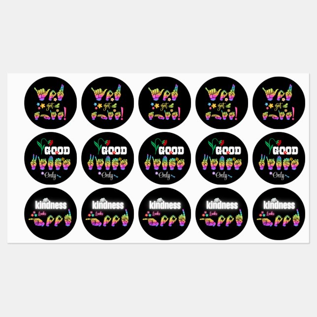 "Motivational ASL Sticker Trio" Stickers (Sheet)