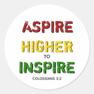 Motivational ASPIRE HIGHER INSPIRE Christian BHM Classic Round Sticker