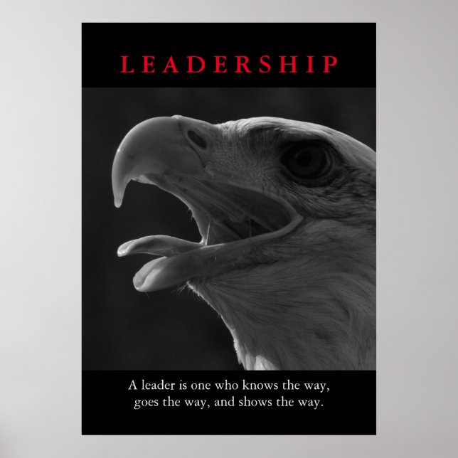 Motivational Bald American Eagle Leadership Poster (Front)