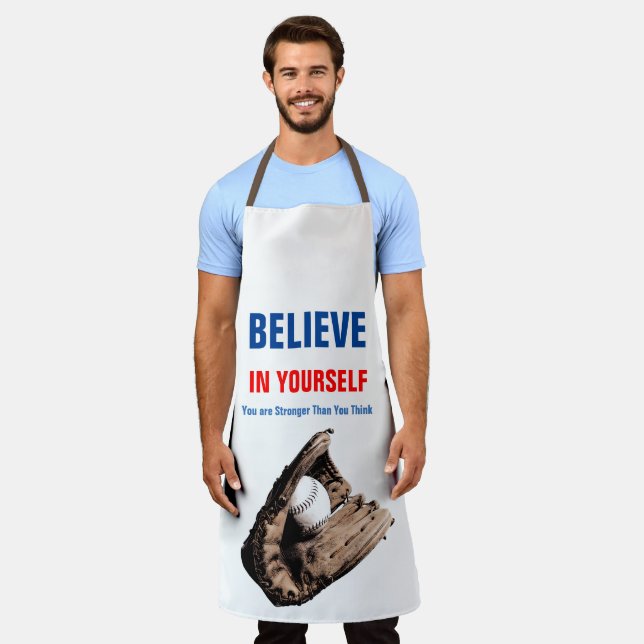 Motivational Baseball Believe in Yourself Quote Apron (Worn)