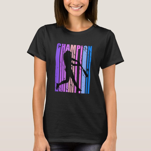 Motivational Baseball Champion Woman Vintage Cool  T-Shirt (Front)