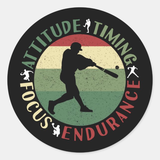 Motivational Baseball Team Values Classic Round Sticker (Front)
