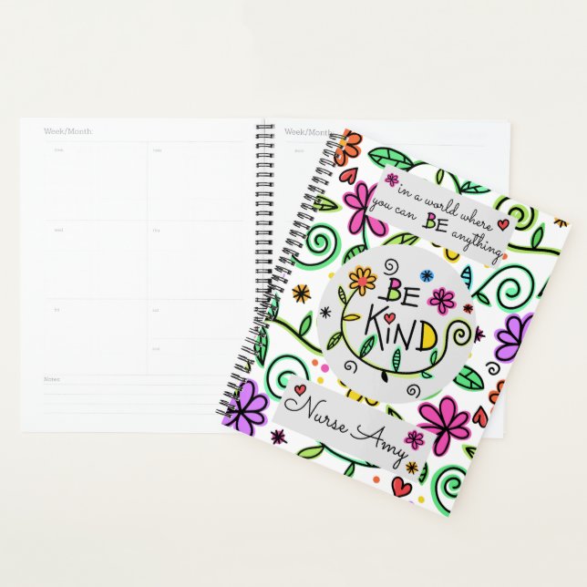Motivational Be Kind Quote, Happy & Colourful Planner (Display)