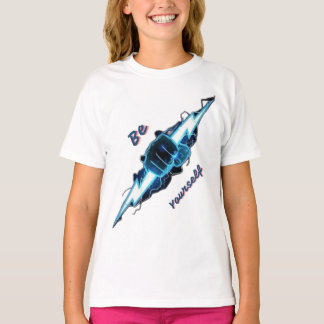 Motivational "Be Yourself" Blue Lightning Bolt Fis T-Shirt
