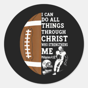 Motivational Bible Verse Christian Gifts Football Classic Round Sticker