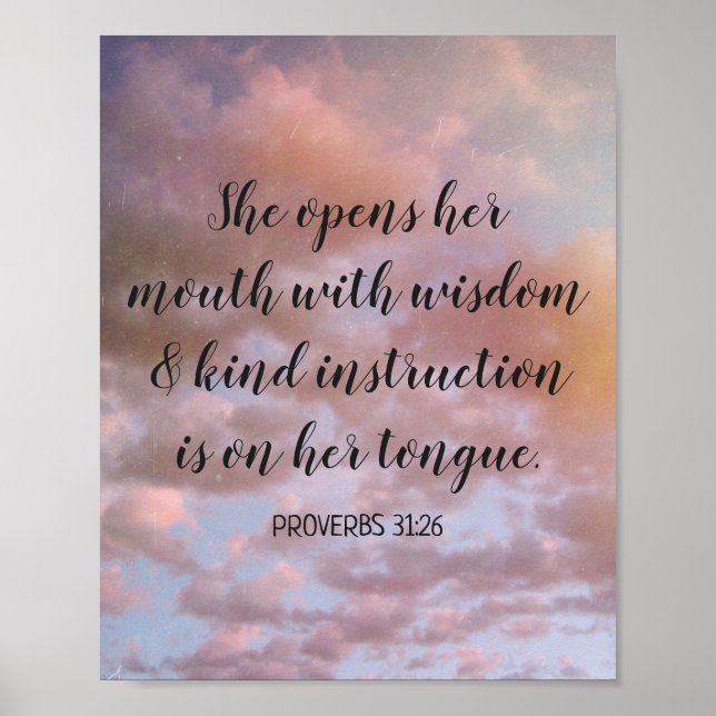 Motivational Bible Verse Pastel Clouds Photo Poster (Front)