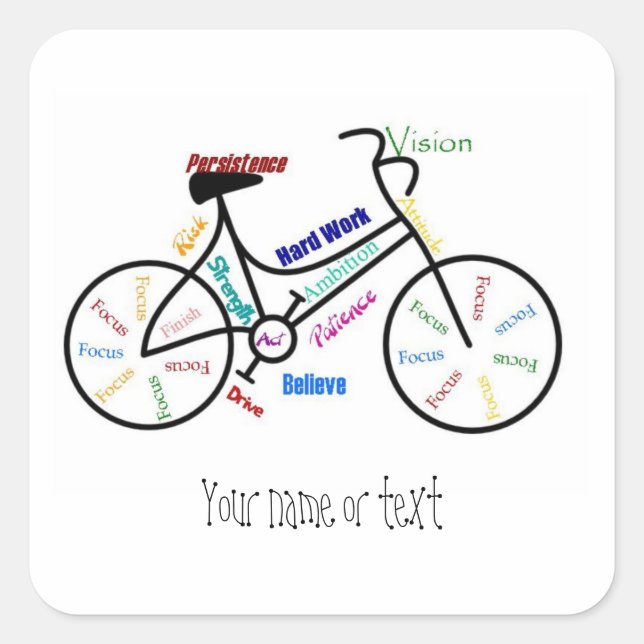 Motivational Bike, Bicycle, Cycling, Sport, Hobby Square Sticker (Front)