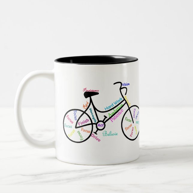Motivational Bike, Bicycle, Cycling, Sport, Hobby Two-Tone Coffee Mug (Left)
