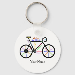 Motivational Bike, Cycle, Biking Sport Custom Name Key Ring