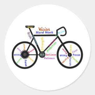 Motivational Bike, Cycle, Biking, Sport Words Classic Round Sticker