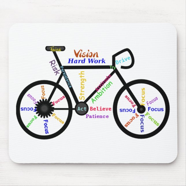 Motivational Bike, Cycle, Biking, Sport Words Mouse Mat (Front)