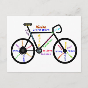 Motivational Bike, Cycle, Biking, Sport Words Postcard