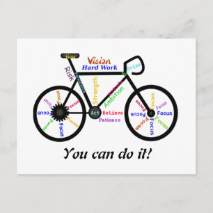 Motivational Bike, Cycle, Biking You can do it! Postcard