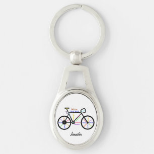 Motivational Bike Words Bicycle Cycle Custom Name Key Ring